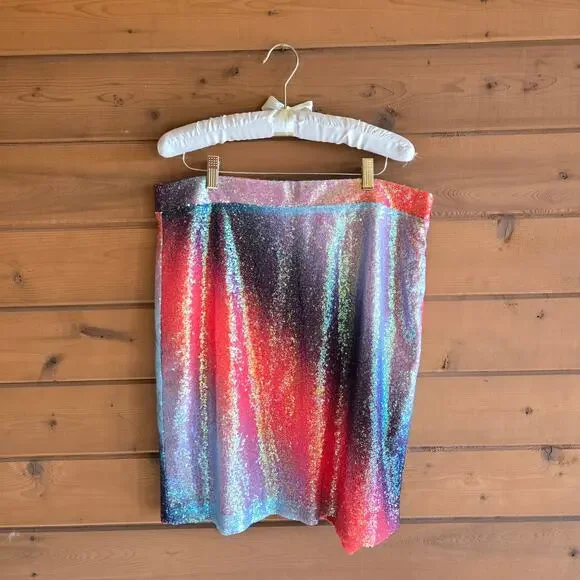 Kai Collective Cherry Glaze Ombre Sequin Skirt 3XL Mini Skirt Shimmer Metallic - Picture 2 of 6